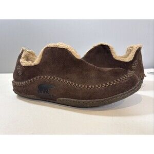 Sorel Manawan Brown Leather Slippers Mens Size 13 NM1466-287